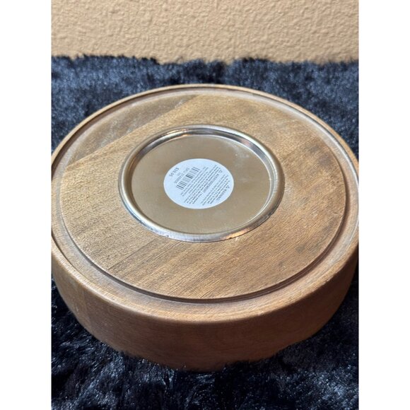 Wood Candle Holder With Metal Plate 2" Tall - Picture 2 of 7